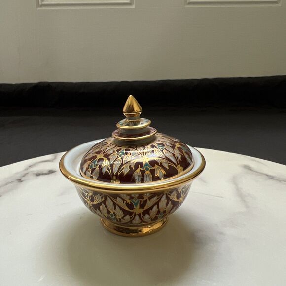 Vintage Thai Benjarong Porcelain Lidded Jar 3”D x 3” H Hand Painted Collectible - Picture 1 of 8